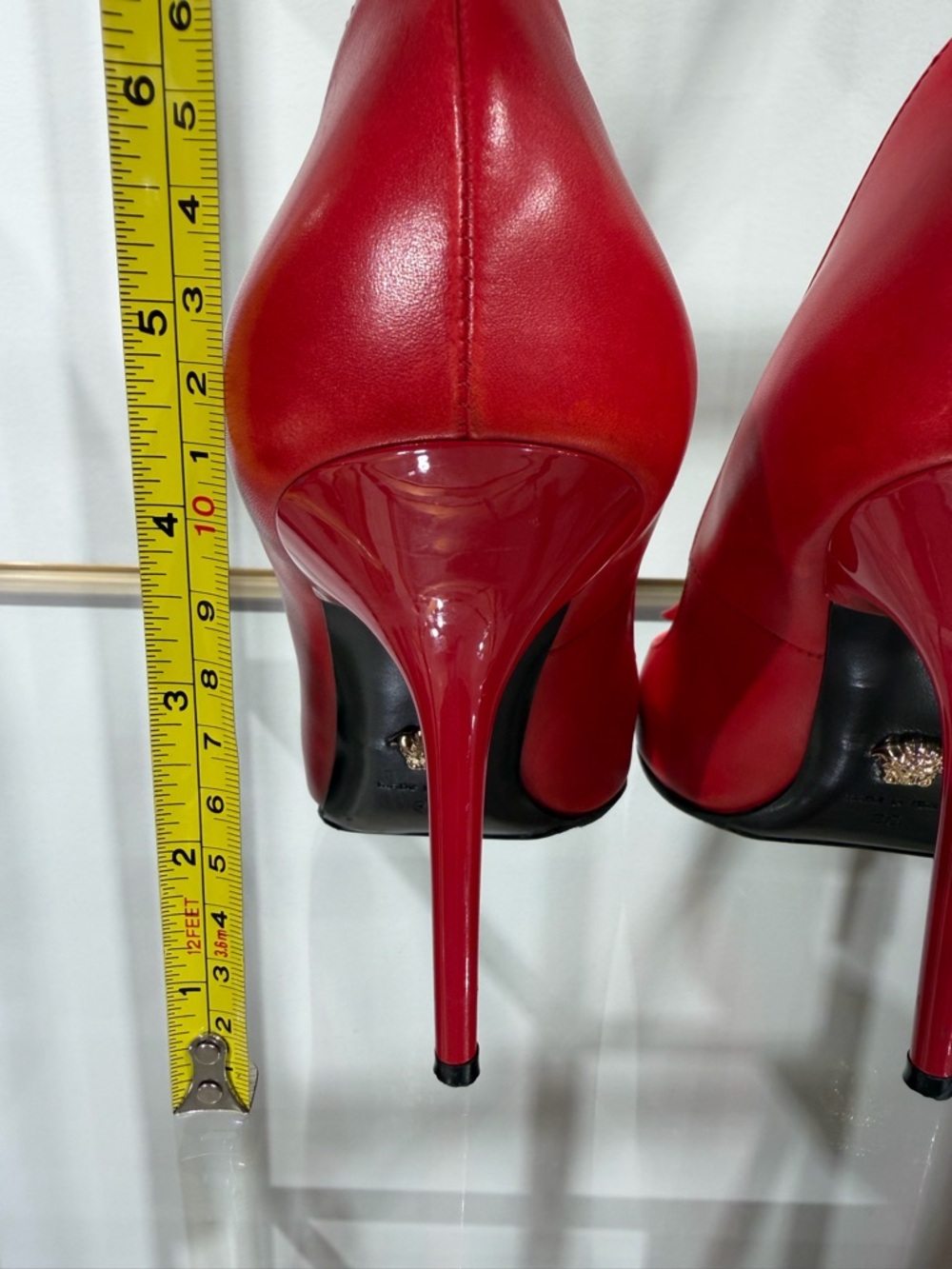 Versace Red Pointed Toe High Heels with Medusa - Picture 13 of 16